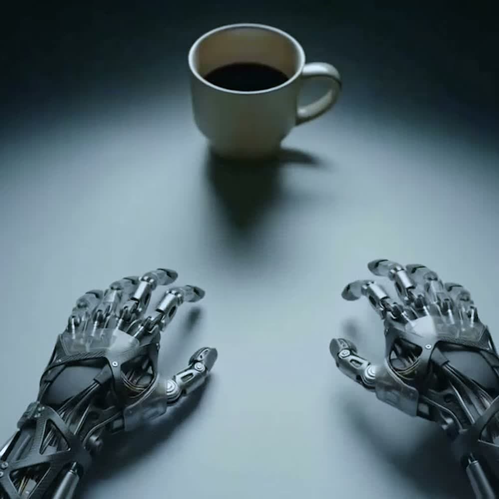 Robotic hand interaction with a cup